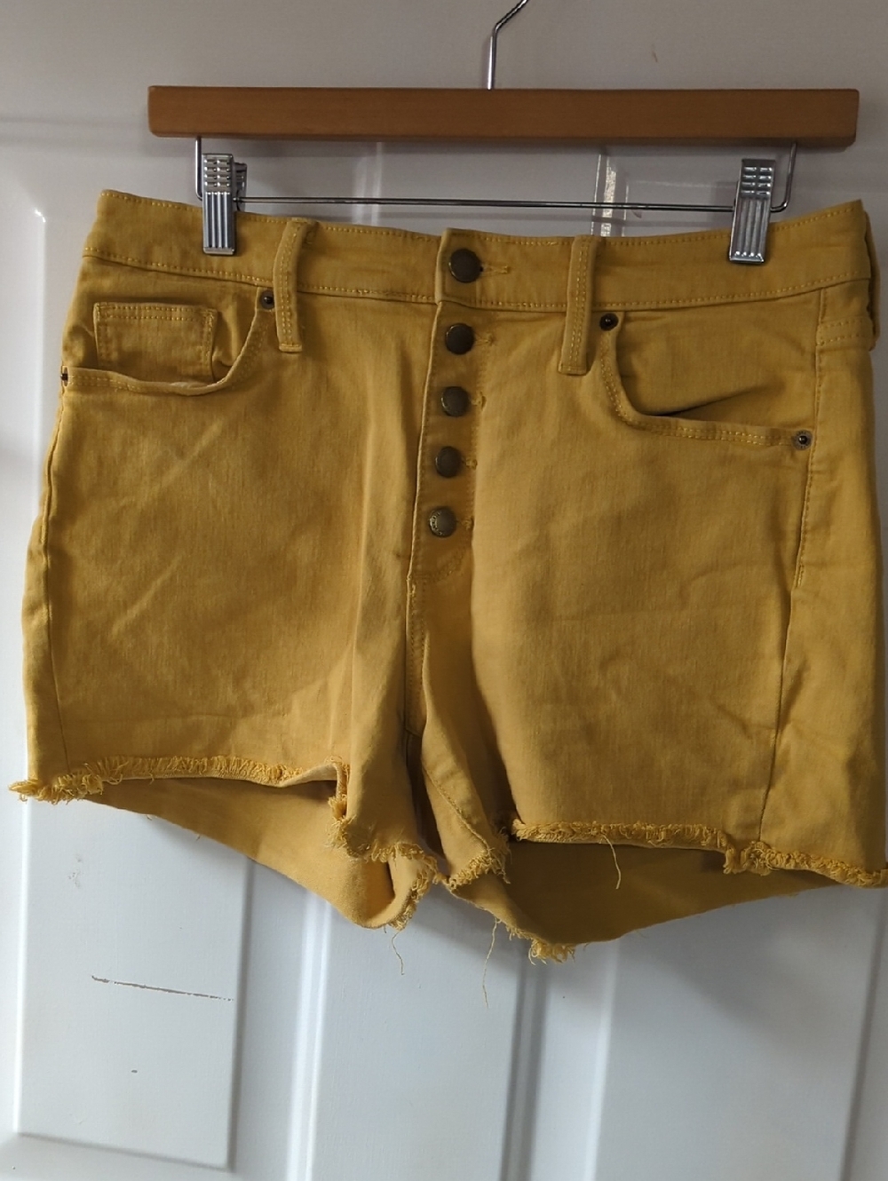 Universal Thread Mustard Yellow High-Rise Button-Fly Denim Shorts